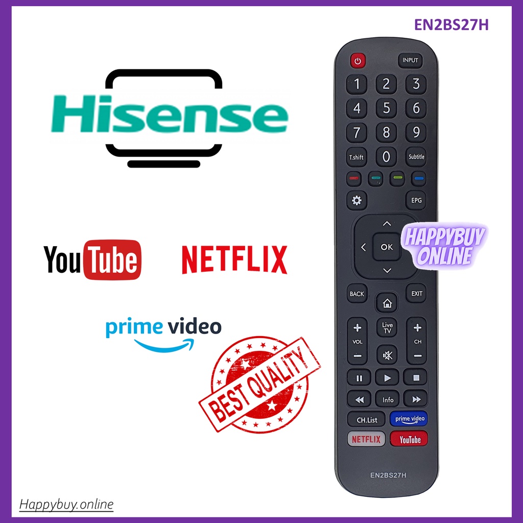 EN2BS27H TV Remote For Hisense 65R6 65S8 75R6 75S8 58S5 – Black, ABS, 433MHz