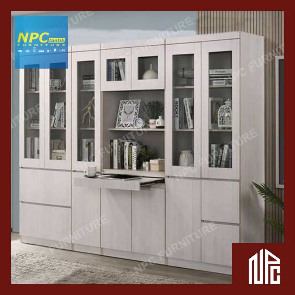 NPC White Bookcase Storage Display Bookshelf File Cupboard
