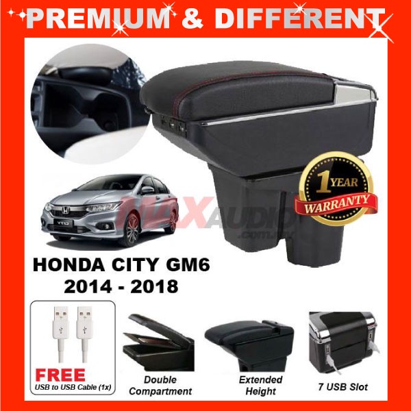 HONDA CITY GM6 ArmRest 2014 2019 Tempat Merehat Lengan 7 USB Charging