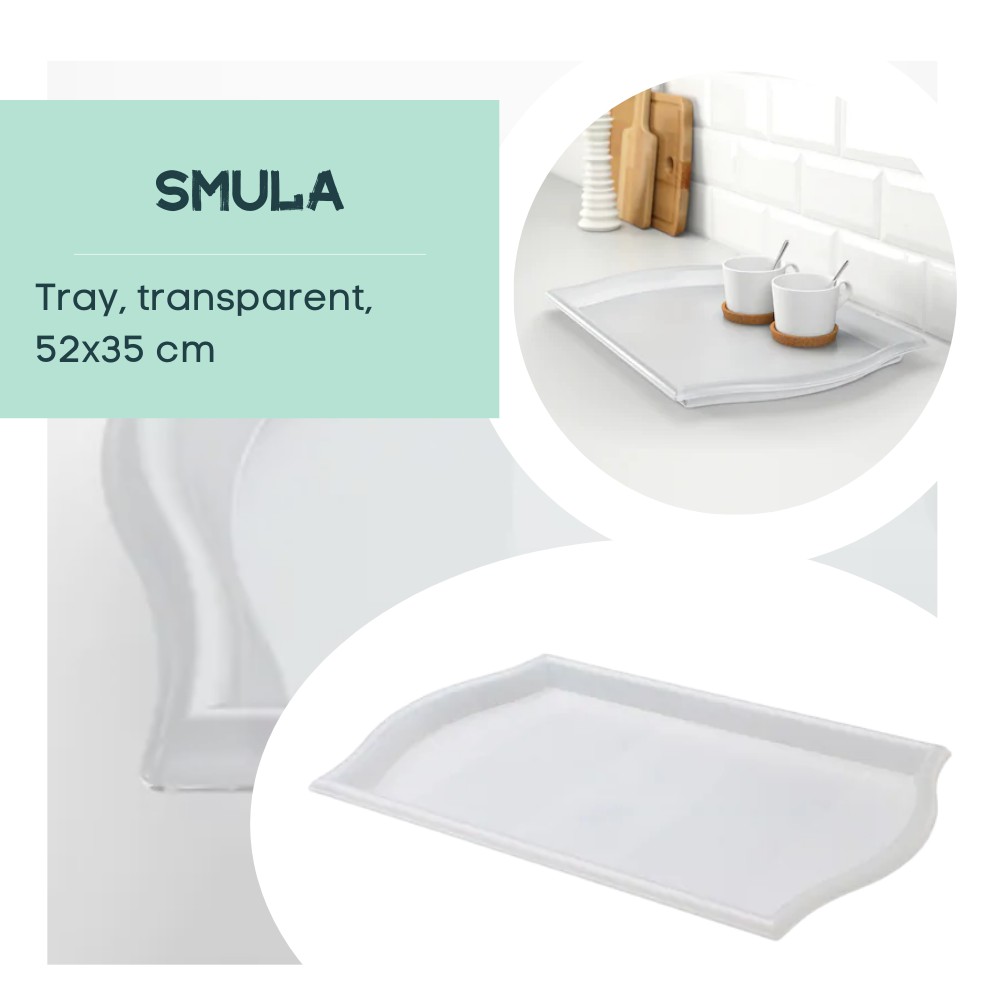 Ikea SMULA Plateau Transparent 52 X 35 Cm (4), Blanc