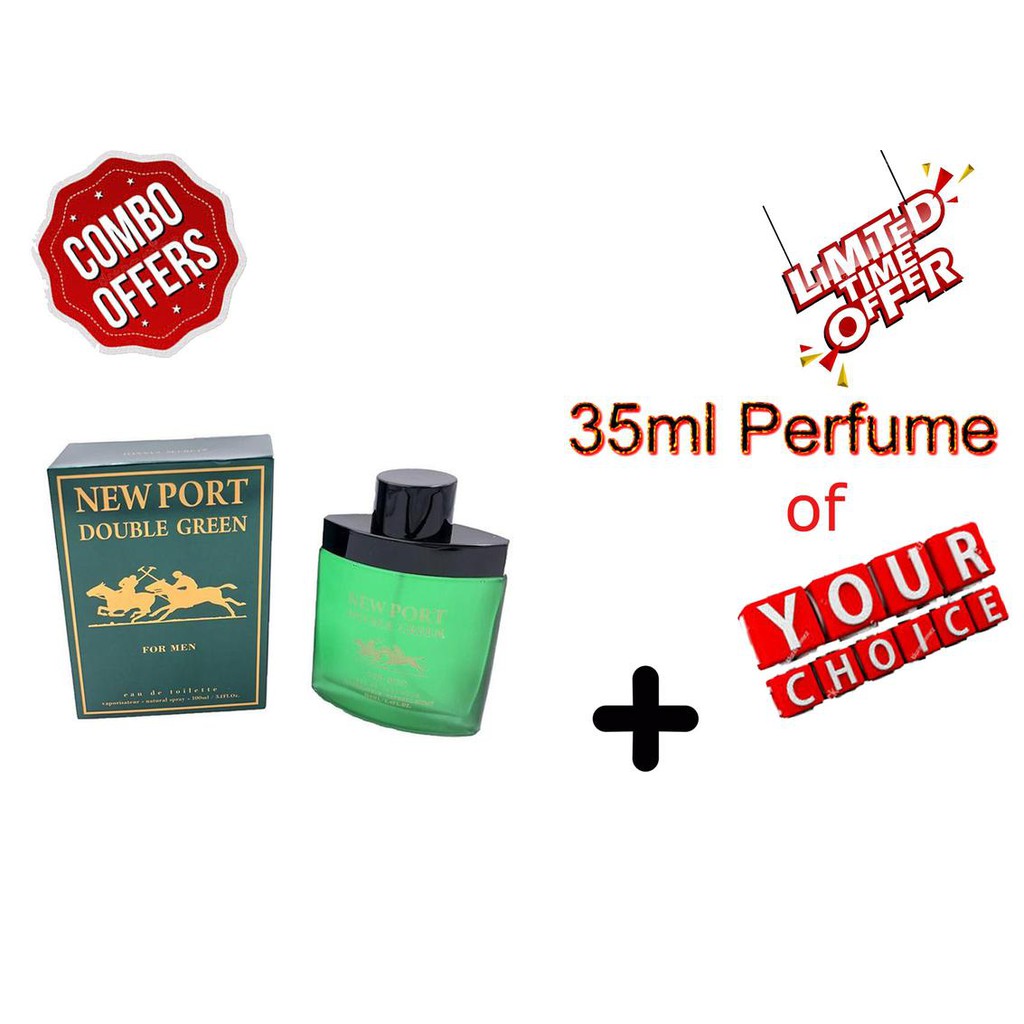 Combo Deal NEW PORT DOUBLE GREEN PERFUME FOR MEN 100ML 35ml