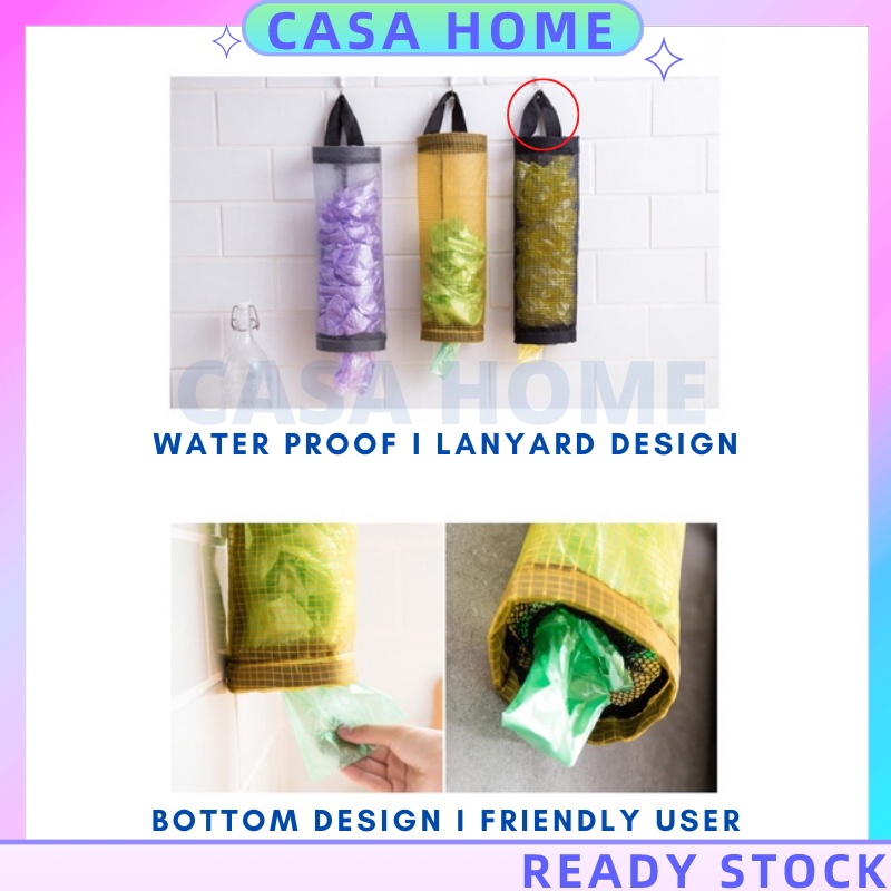 Kitchen Plastic Mesh Dispenser Organizer Trash Bags Holder Trash Bag