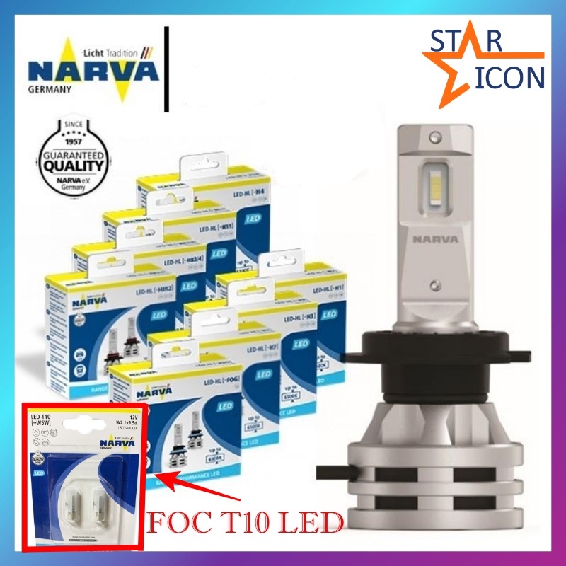 Narva Range Performance LED FOG H8 H11 H16 H1 H3 H4 H7 HB3 HB4 HIR2 9012  6500K 12V Car Headlight Bulb (Pair)