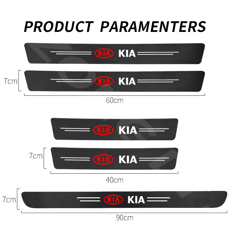 For KIA Carbon Fiber Car Door Sticker Protector Auto Threshold Strips ...