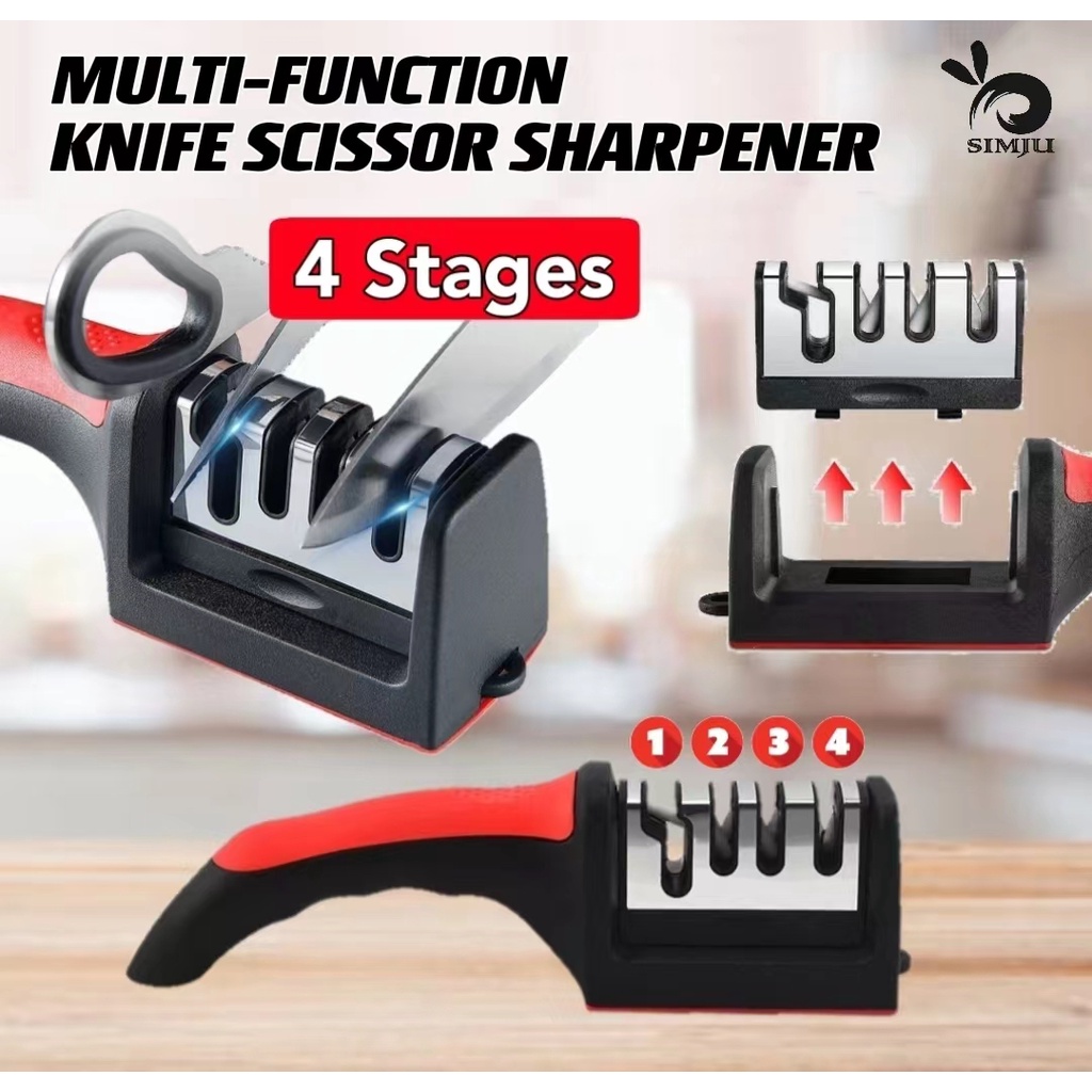 4 Stages Knife Sharpener Scissor Sharpener Alat Pengasah Pisau Kitchen ...