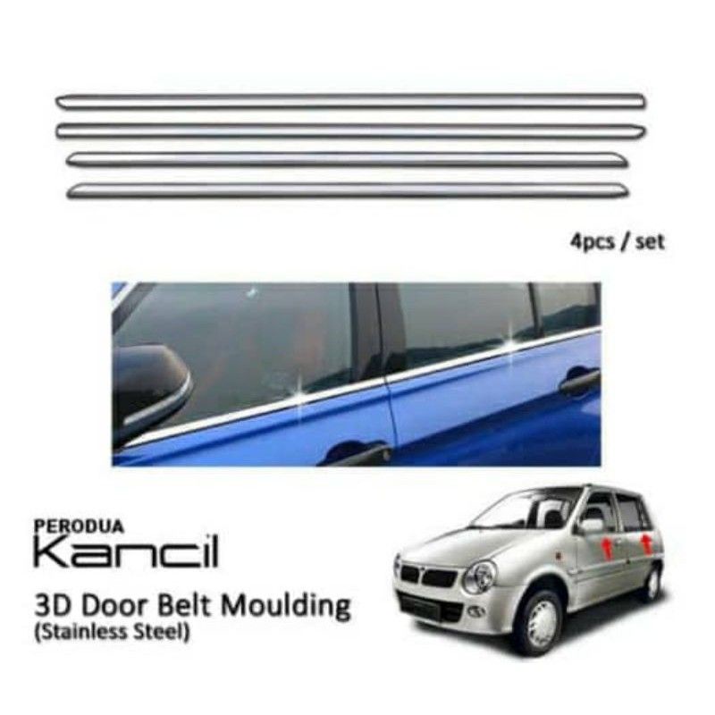 Perodua Kancil Door Window Trim Panel Chrome Stainless Steel 4 PCS