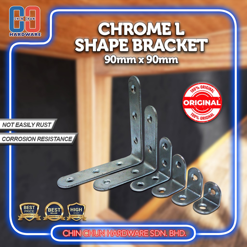 CHROME L SHAPE BRACKET/BRACKET ANGLE/SHELF BRACKET/RAK/MEJA | Shopee ...