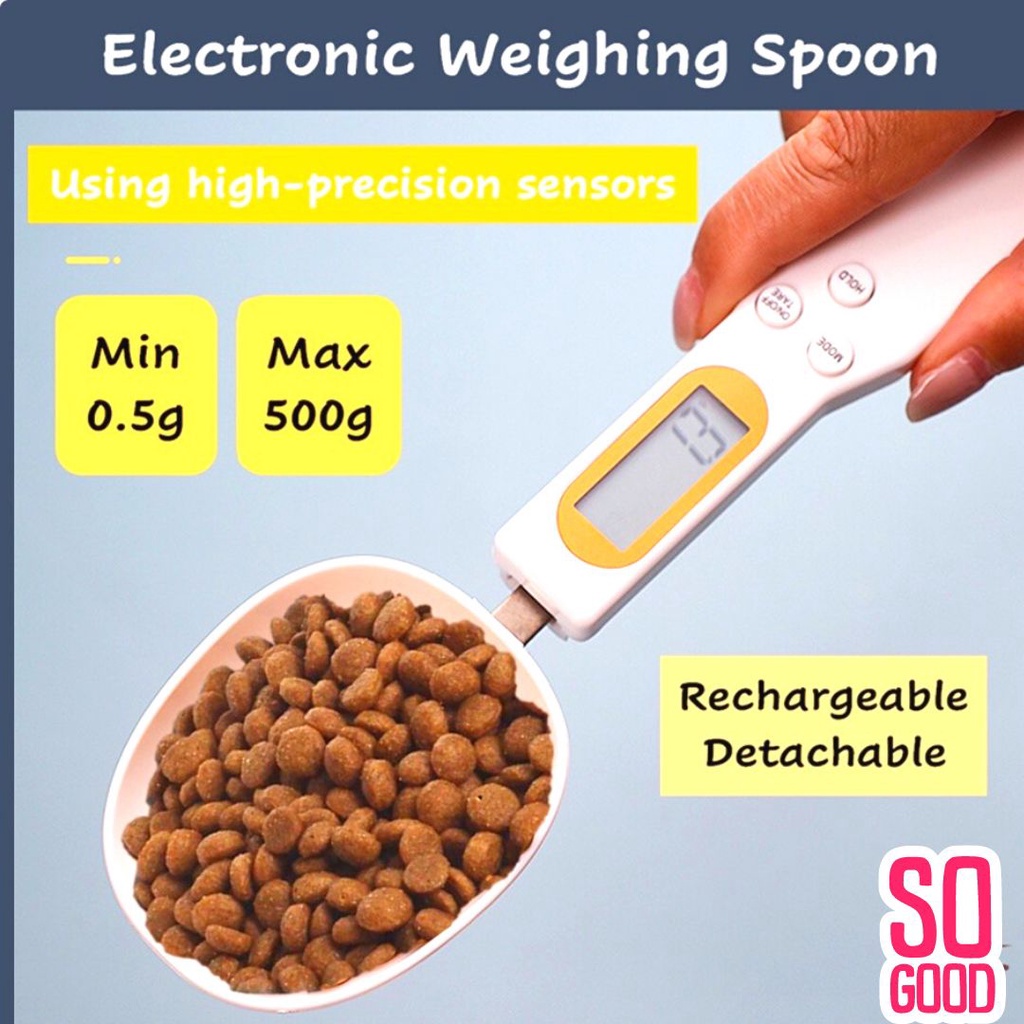 Electronic Weighing Spoon Scale Digital Kibble Weighing Scale Pet Cat ...