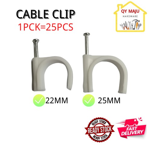 Pvc Cable Clip Kabel Clip Wall Wire Clip Paku Dinding/U Cable Clip 22mm