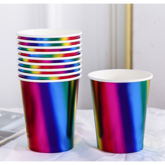 Party Foil Paper Cups 9oz 10 units Shiny Colours | READY STOCKS | 彩色纸杯 ...
