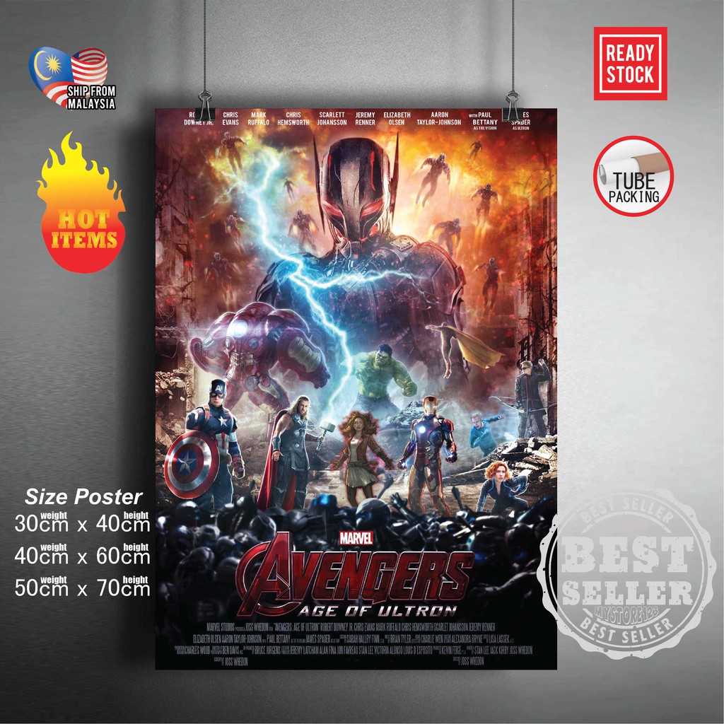 (READY STOCK)Marvel Poster The Avengers iron Man Spider-Man Captain ...