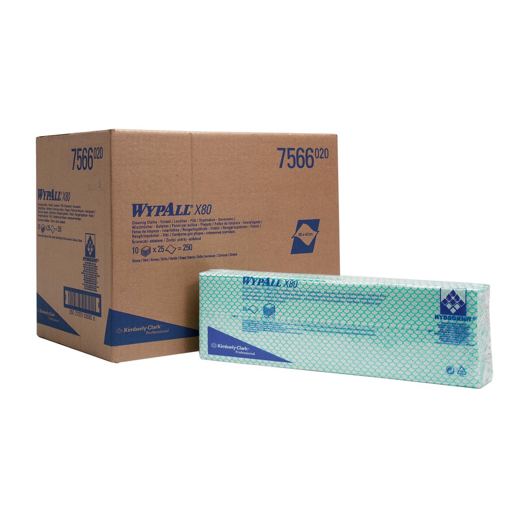 07566 WYPALL® X80 Colour-Coded Wipers - Green ( 1 pack x 25 sheets ...