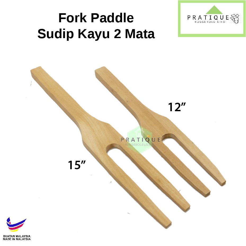 12”/15” Fork Paddle / Sudip Kayu 2 Mata / Senduk Kayu Cabang | Shopee ...