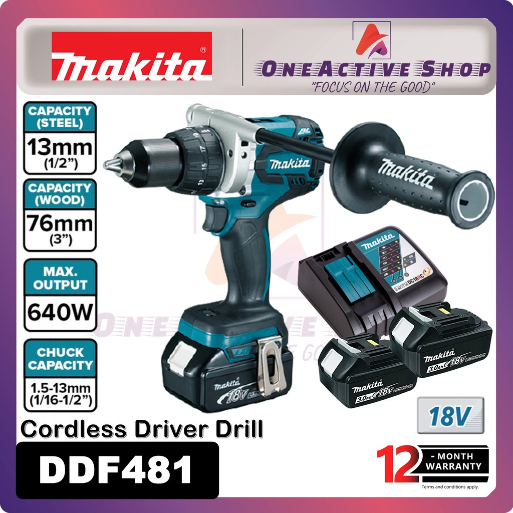 MAKITA 18V Brushless Cordless Driver Drill DDF481RFE / DDF481 Z - 1 ...