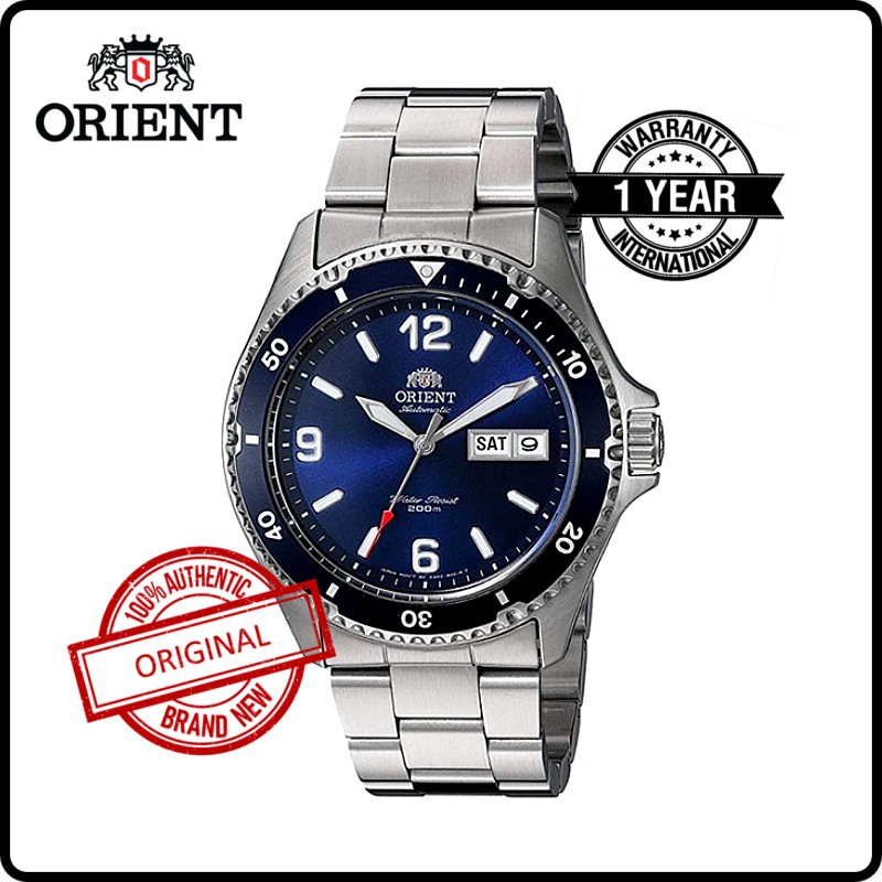 FAA02002D AA02002D ORIENT MAKO II Men Original Brand New Automatic Diver Blue Dial Stainless Steel Strap Watch