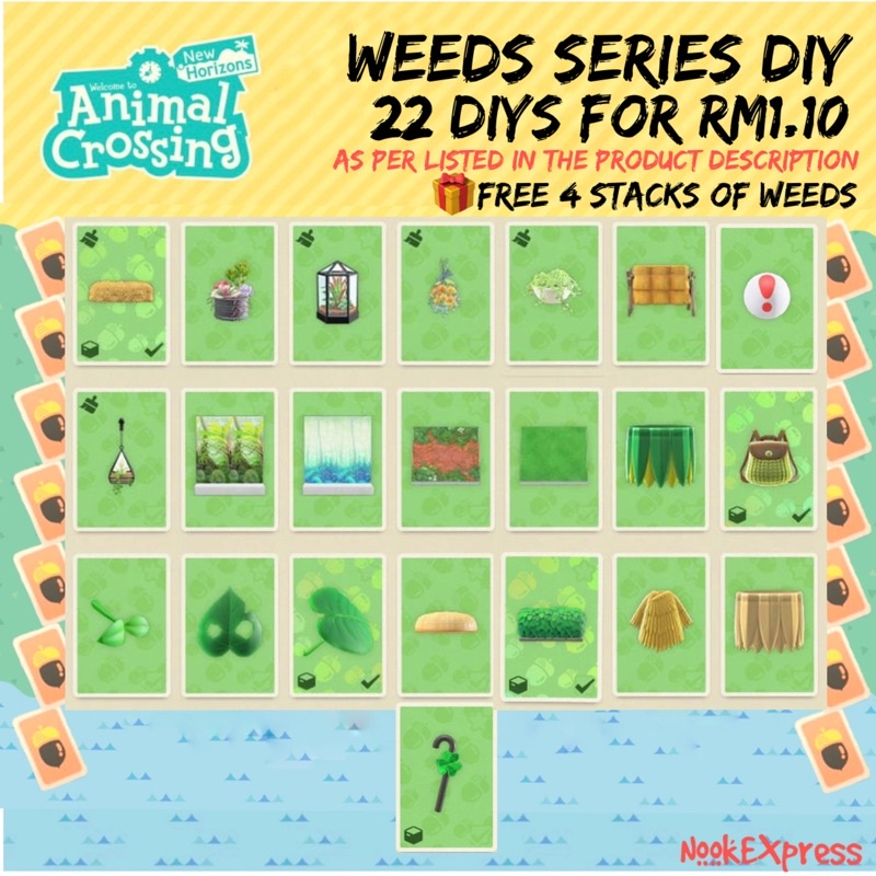 Animal Crossing [SET] Weeds Series DIY (22)🎁Free weeds Shopee Malaysia