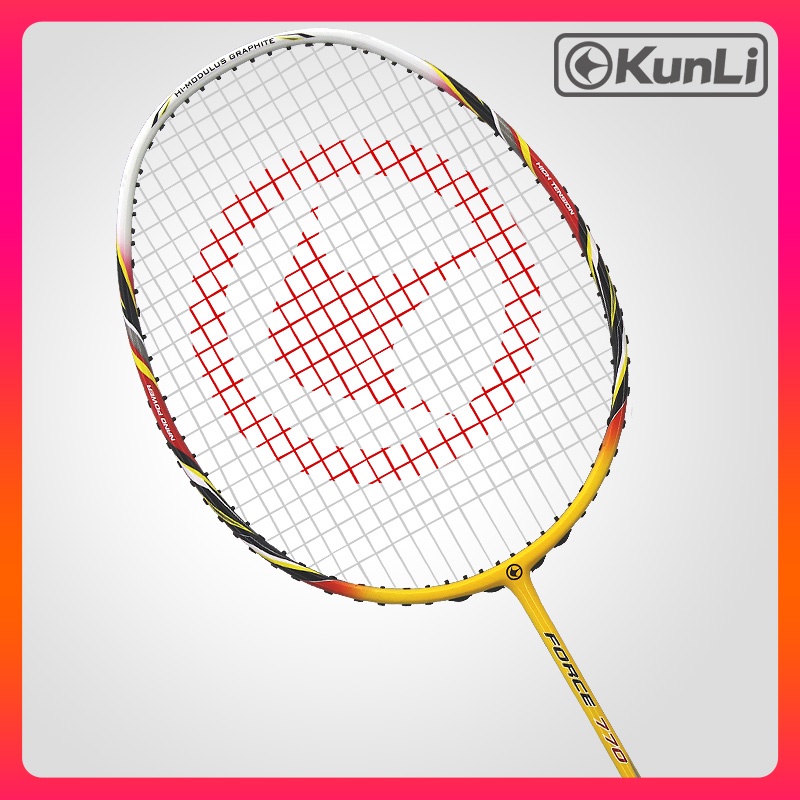 Original KUNLI Badminton Racket FORCE 750 Full Carbon 3U Professional Official Racket Attack
