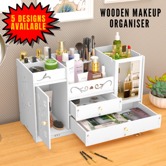Wooden Makeup Organiser Makeup Organizer Drawer Cosmetic Rack Jewellery ...