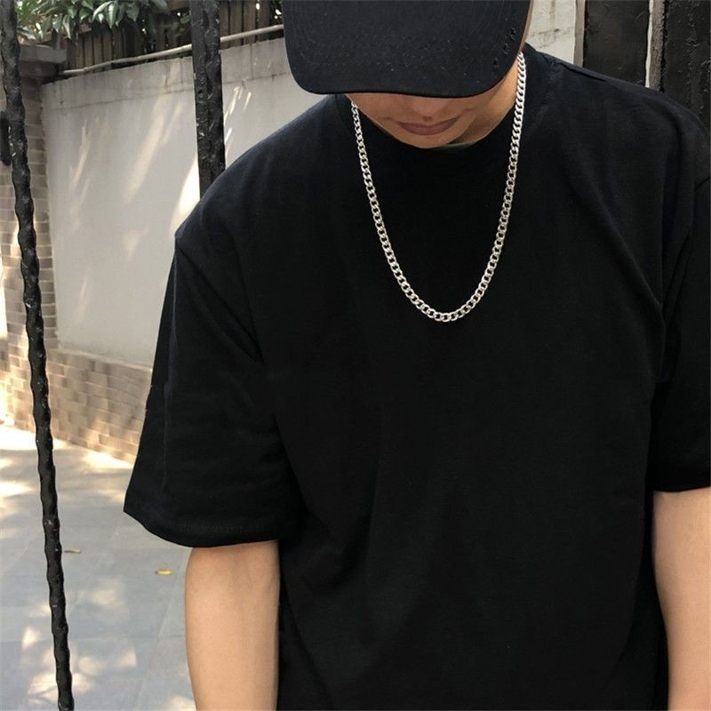 Punk Friends Gift Sweater chain Couple Necklace Thick Chain Men Women  Titanium Steel Necklace Men Clavicle Chain Korean Style Necklace Cuban  Letter