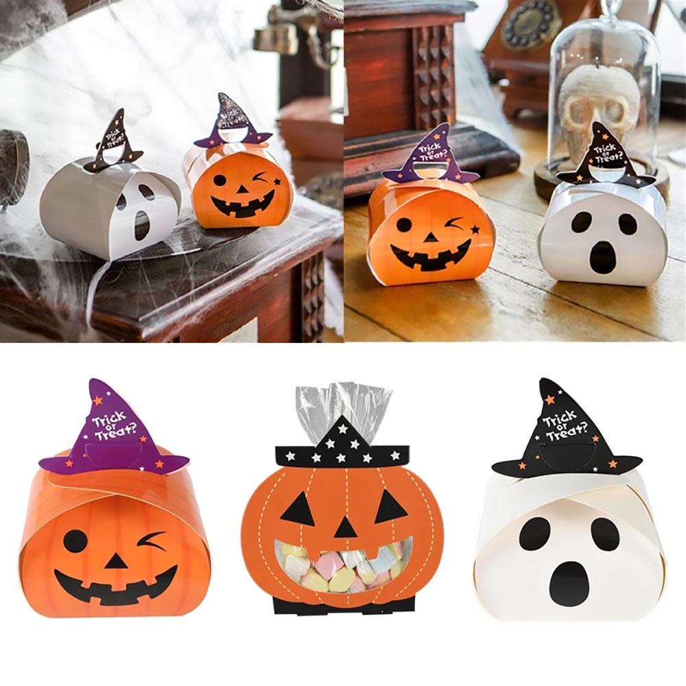 10pcs New Arrival Halloween Ghost Pumpkin Paper Food Box Candy Trick or ...