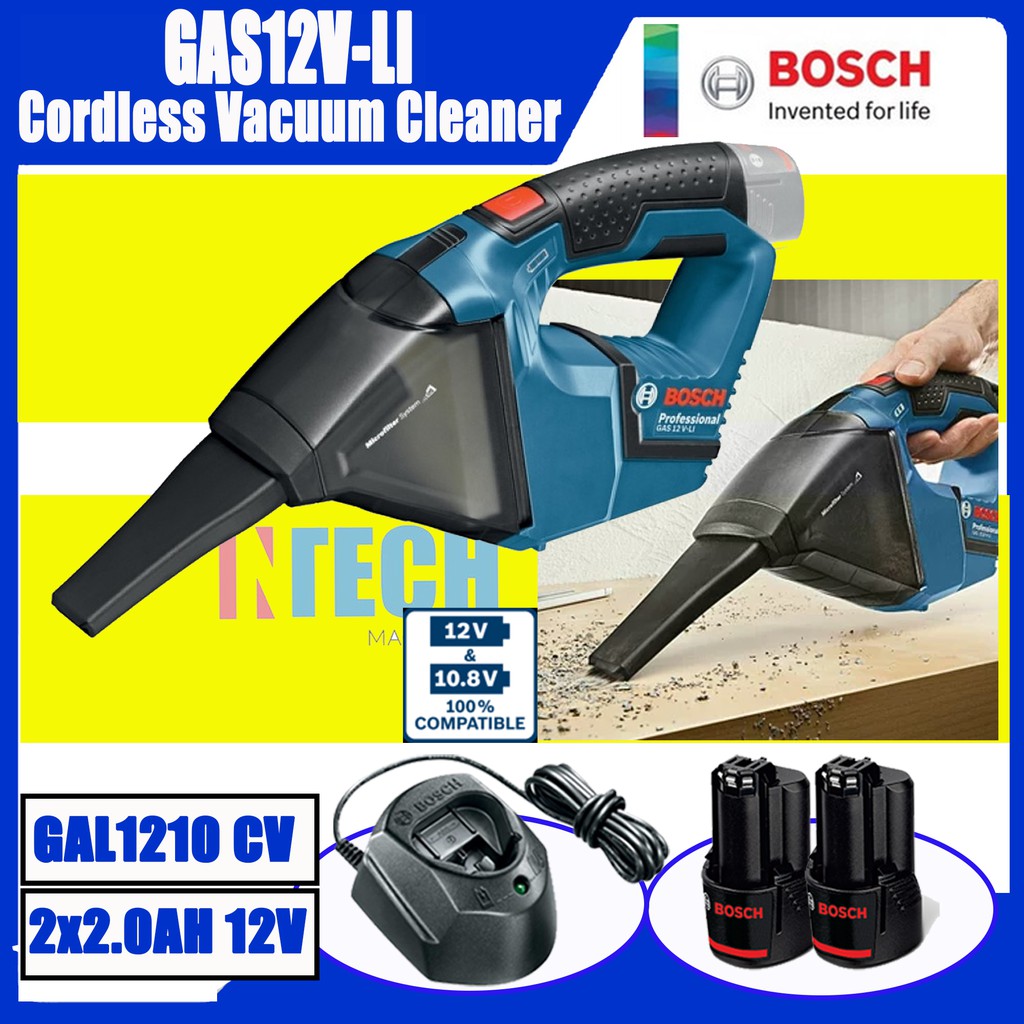 BOSCH GAS12V LI CORDLESS VACUUM CLEANER C W 2x 2.0AH BATTERY 1x