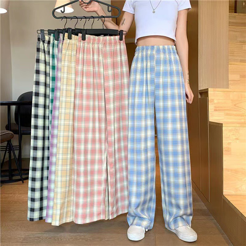 Loose thin summer thin Korean student high waist drape casual straight ...