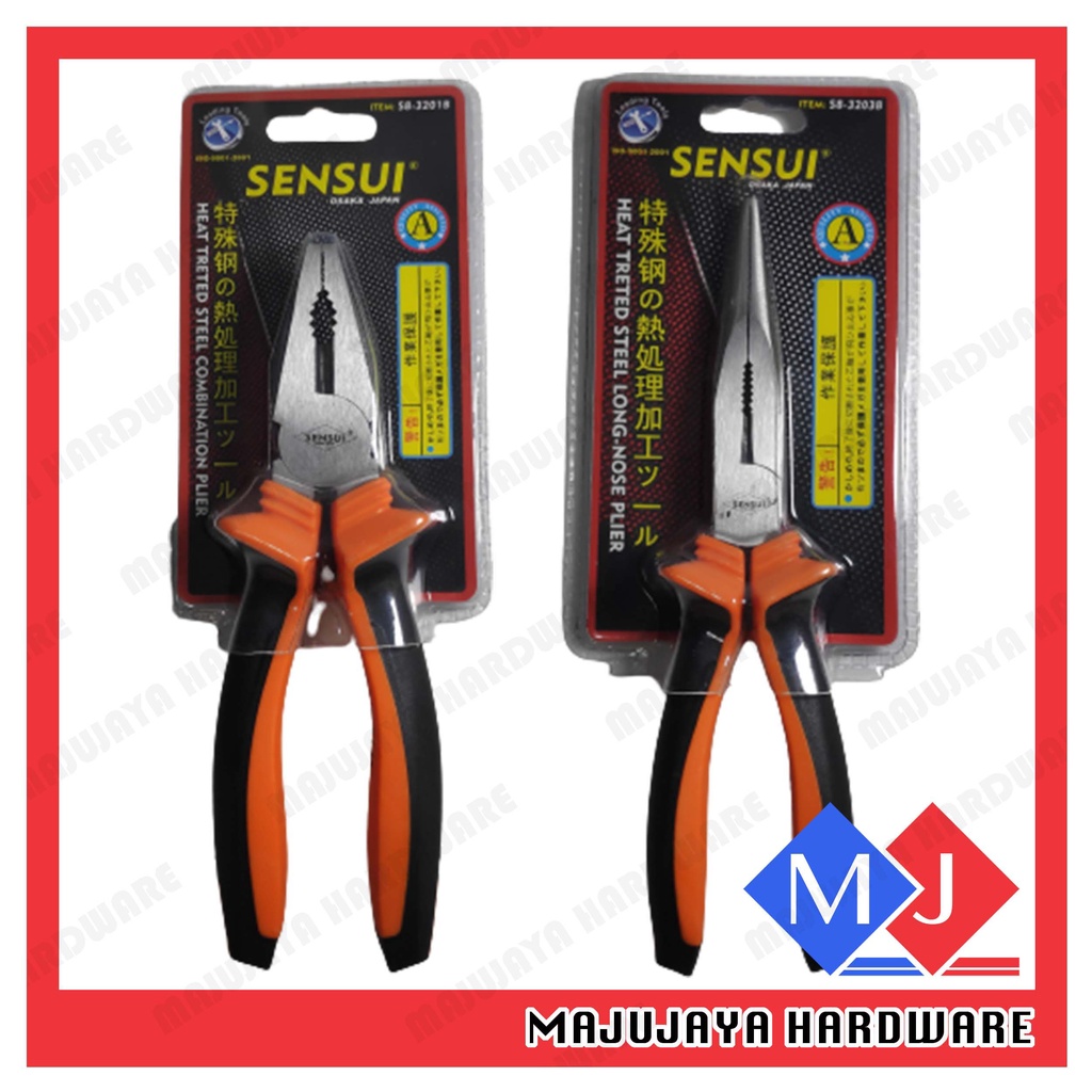 ( 8'' ) SENSUI CRV Heavy Duty Long Nose Plier Rubber Grip Pliers Tools