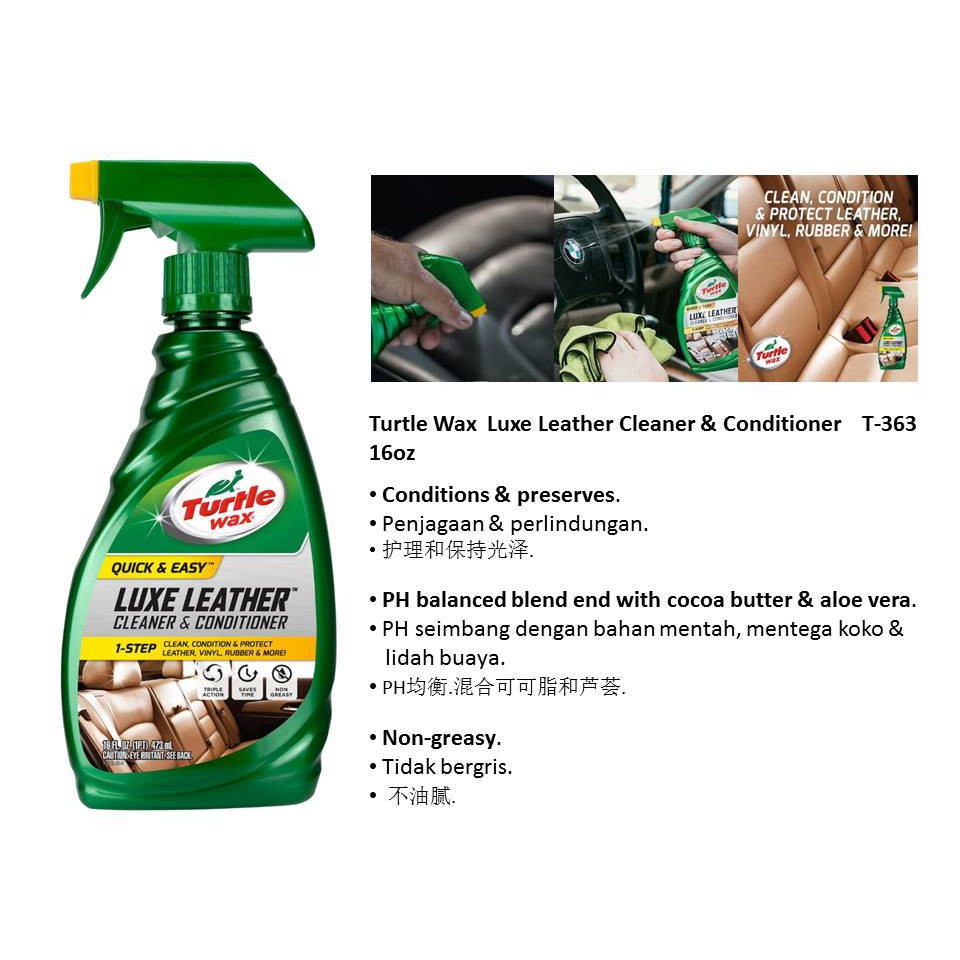TURTLE WAX LUXE LEATHER CLEANER & CONDITIONER T363 16 oz Shopee Malaysia