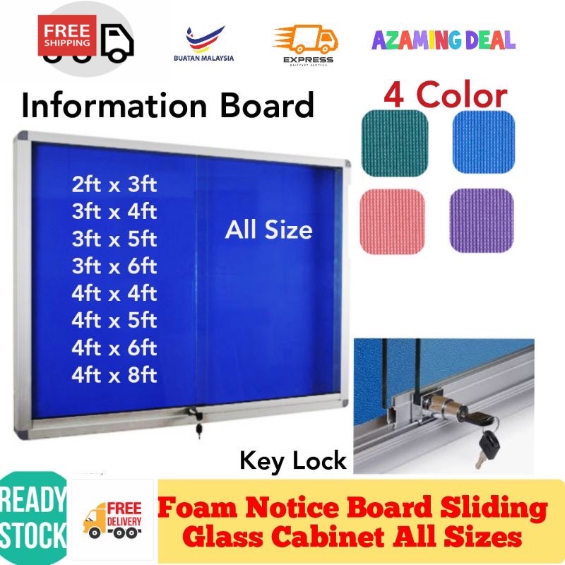 Notice Board ( All Size) Sliding Glass Foam Notice Board 2x3