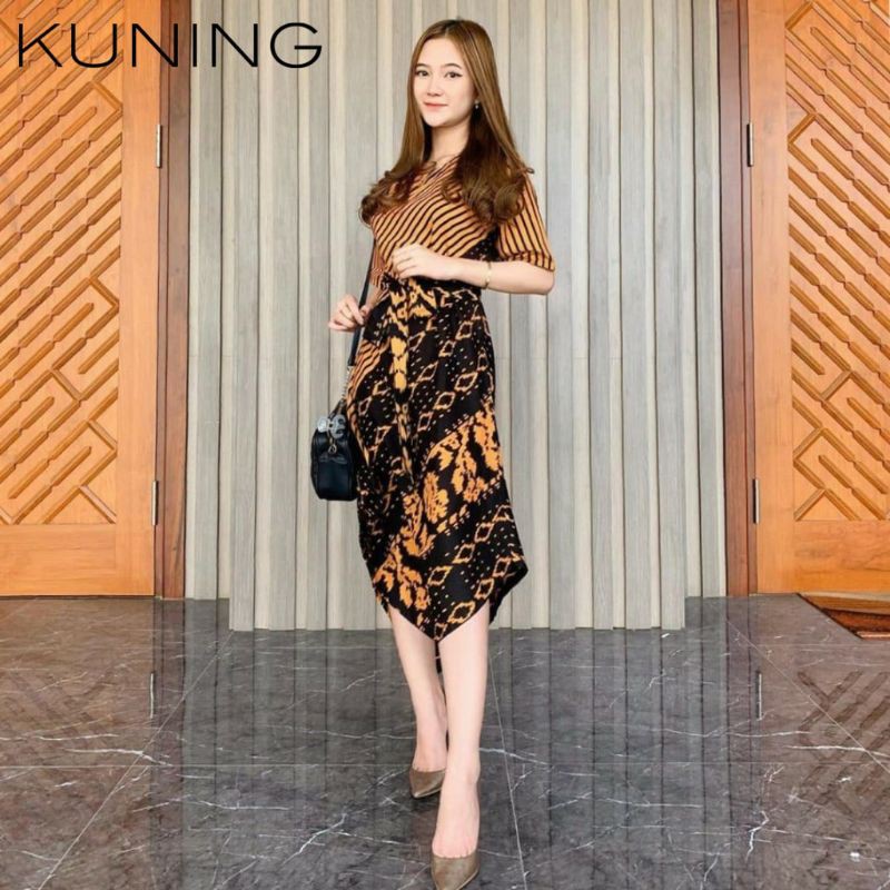 KATUN 6colors Dress Taper Striped Songket Batik Shirt Women Casual Formal  Office Cotton Ethnic Party | Shopee Malaysia