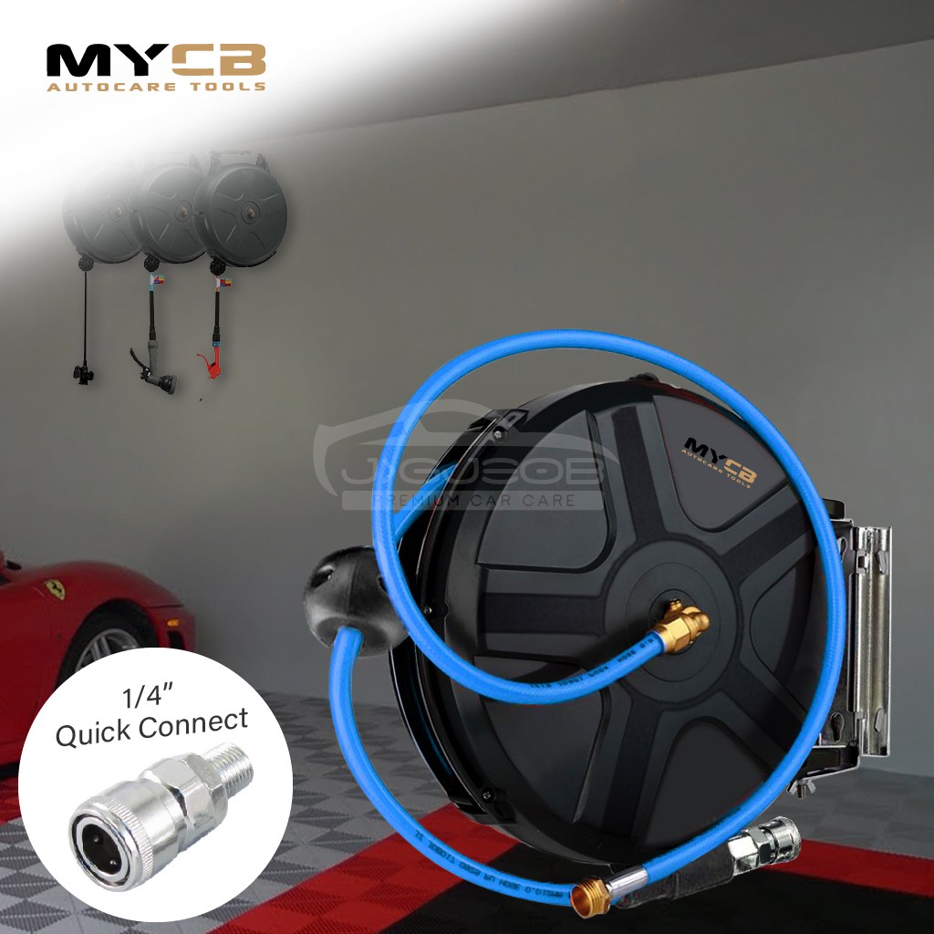 MYCB 10M Retractable Air Hose Reel BLACK 1/4'' Hose Reel Wall Mount For Car  Beauty 4S Services Wash Bay