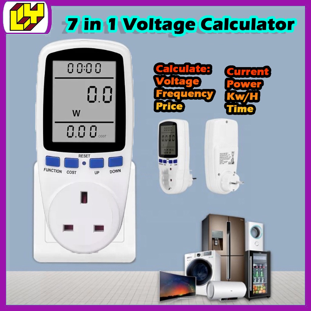 Electricity Calculator Usage Power Meter Socket Energy Watt Volt Amps