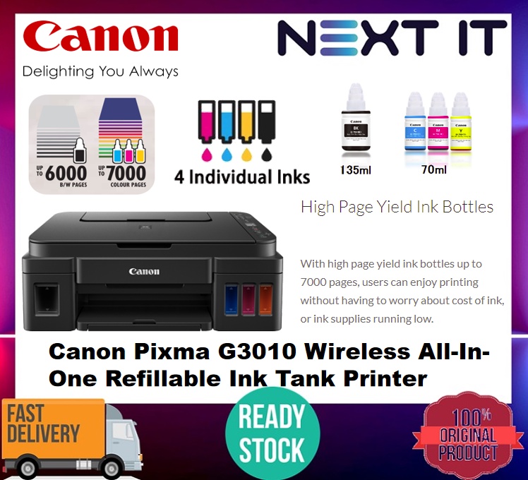[READY STOCK] Canon PIXMA G3010 Refillable Ink Tank All-In-One Printer ...