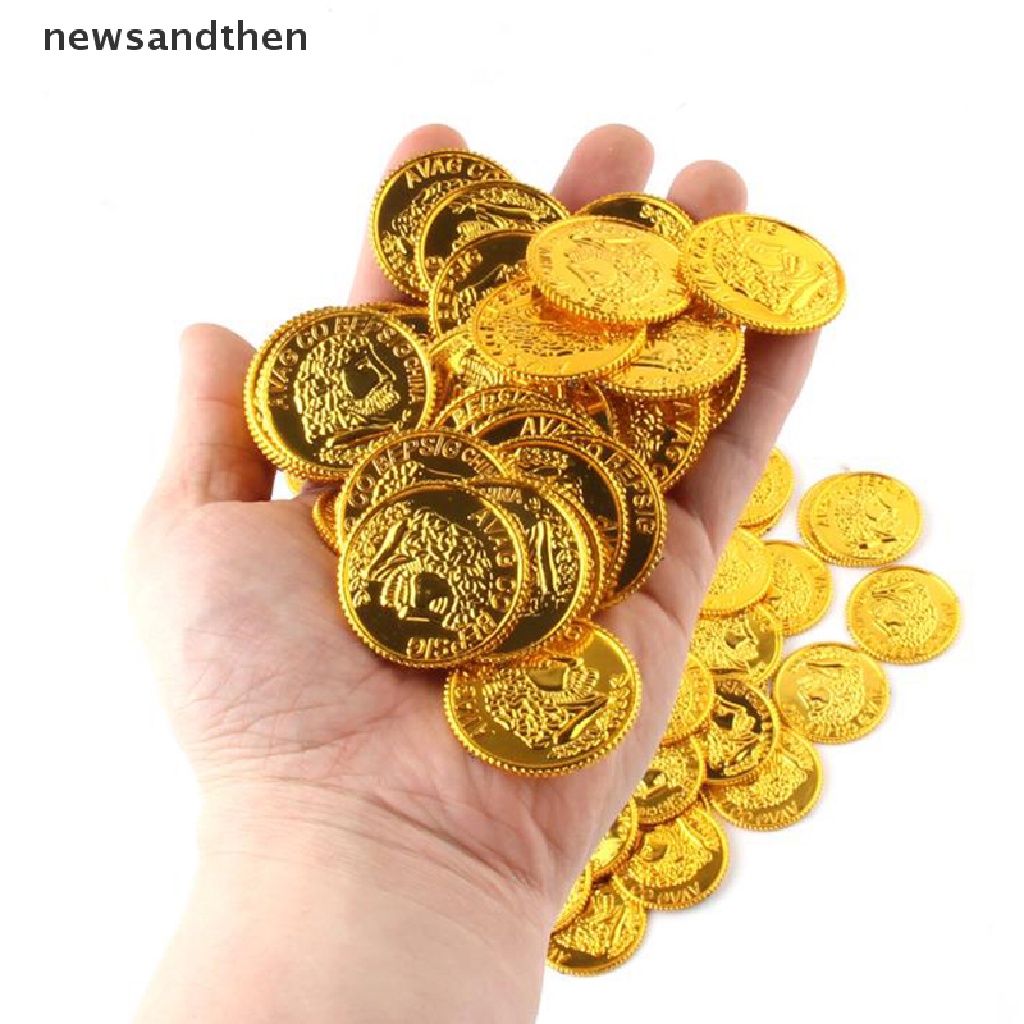 newsandthen 100Pcs/bag Gold Fake Coins Shining Pirates Plastic Coin ...