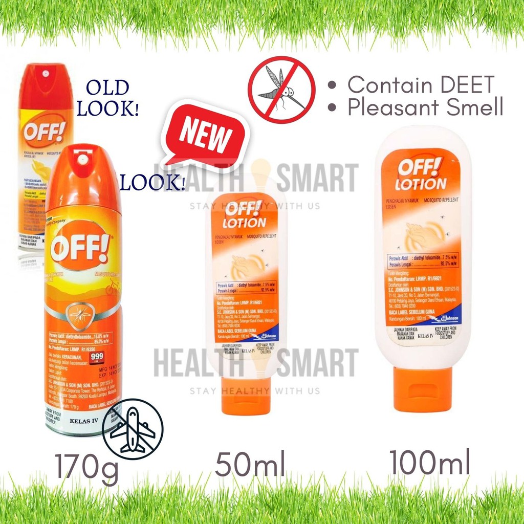 Off Spray/Lotion Mosquito Repellent [170g/50ml/100ml] Diethyl Toluamide Deet Shopee Malaysia