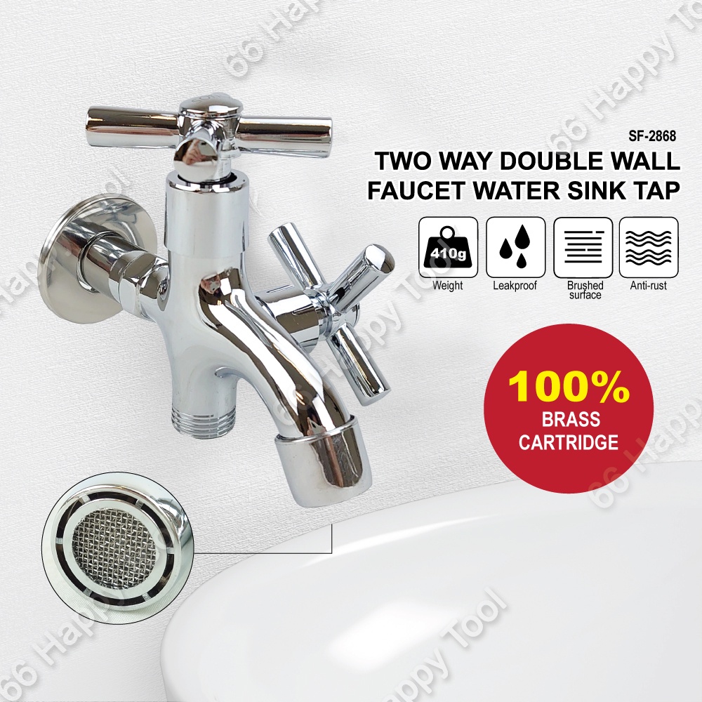 Sofia SF2868 Two Way Double Wall Faucet Water Sink Tap Leakproof Anti ...