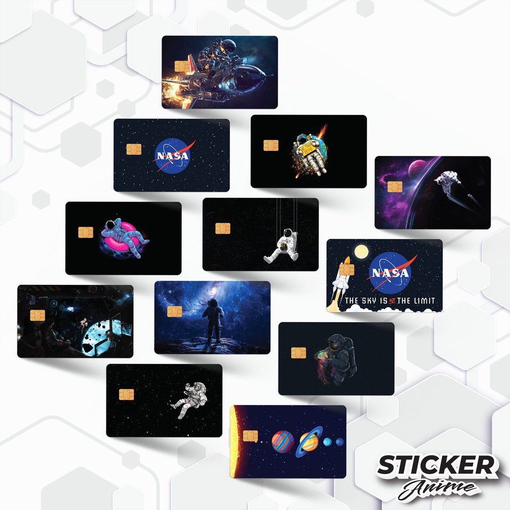 Sticker Anime Space Nasa Stiker Card Cover ATM Bank Debit Credit Access ...