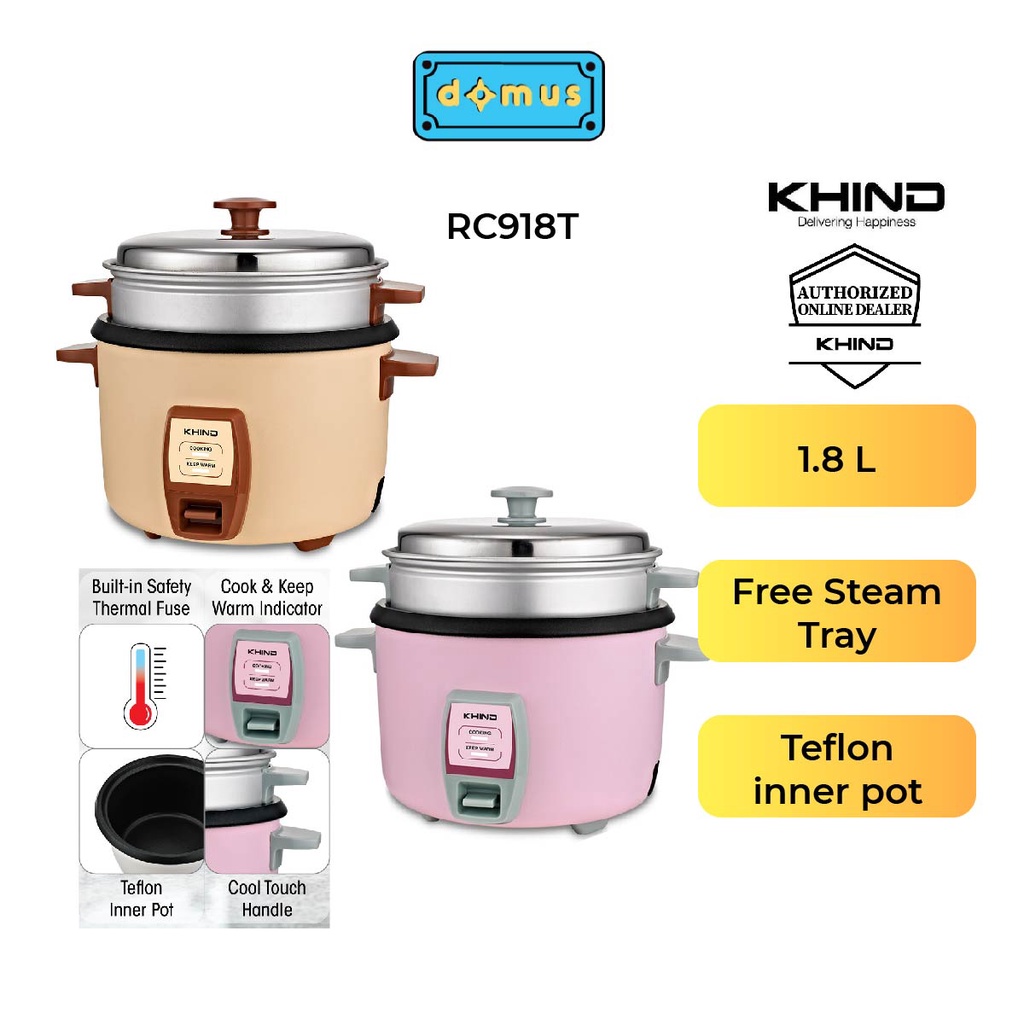 Khind Rice Cooker (1.8L) RC918T (Random Color) (Replace RC918) | Shopee ...
