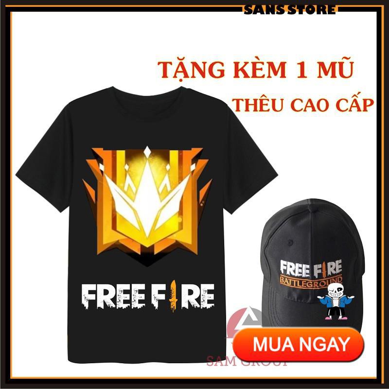 [Free Fire Hat] Buy 1 Free Fire Black TShirt Printed Rank Challenge