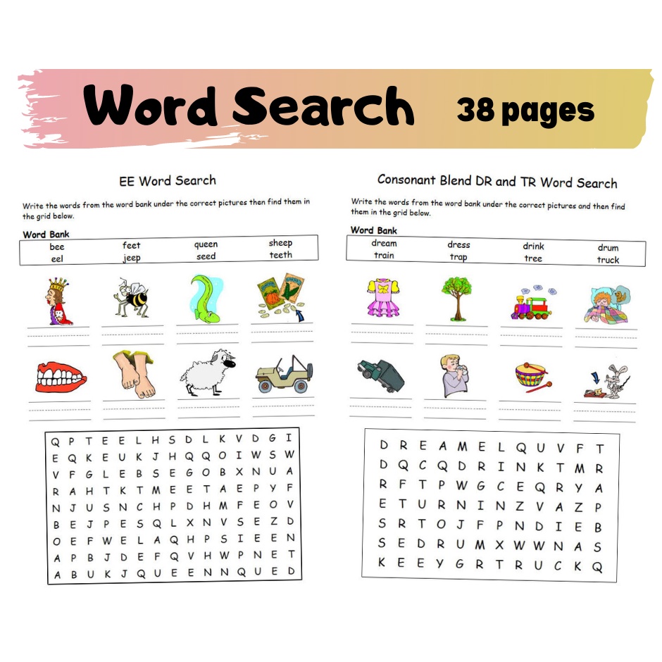 A315 - Printable Fun &amp; Easy Kids Word Search 38 pages [PDF] puzzle ...