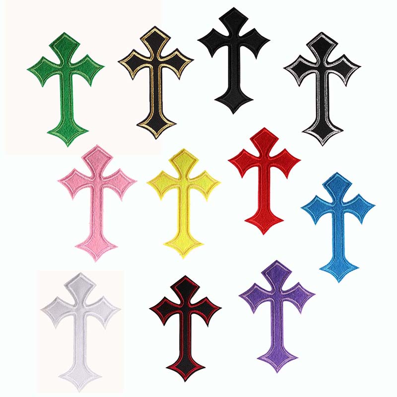 10.3*7CM Christ Cross Stickers Iron On Patches Embroidered Applique ...