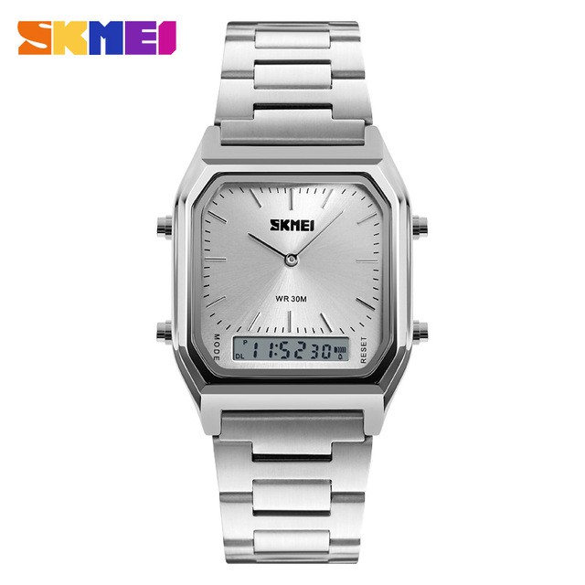 SKMEI Casual Quartz Waterproof Stainless Steel Analog Digital Watches Couples Shopee Malaysia