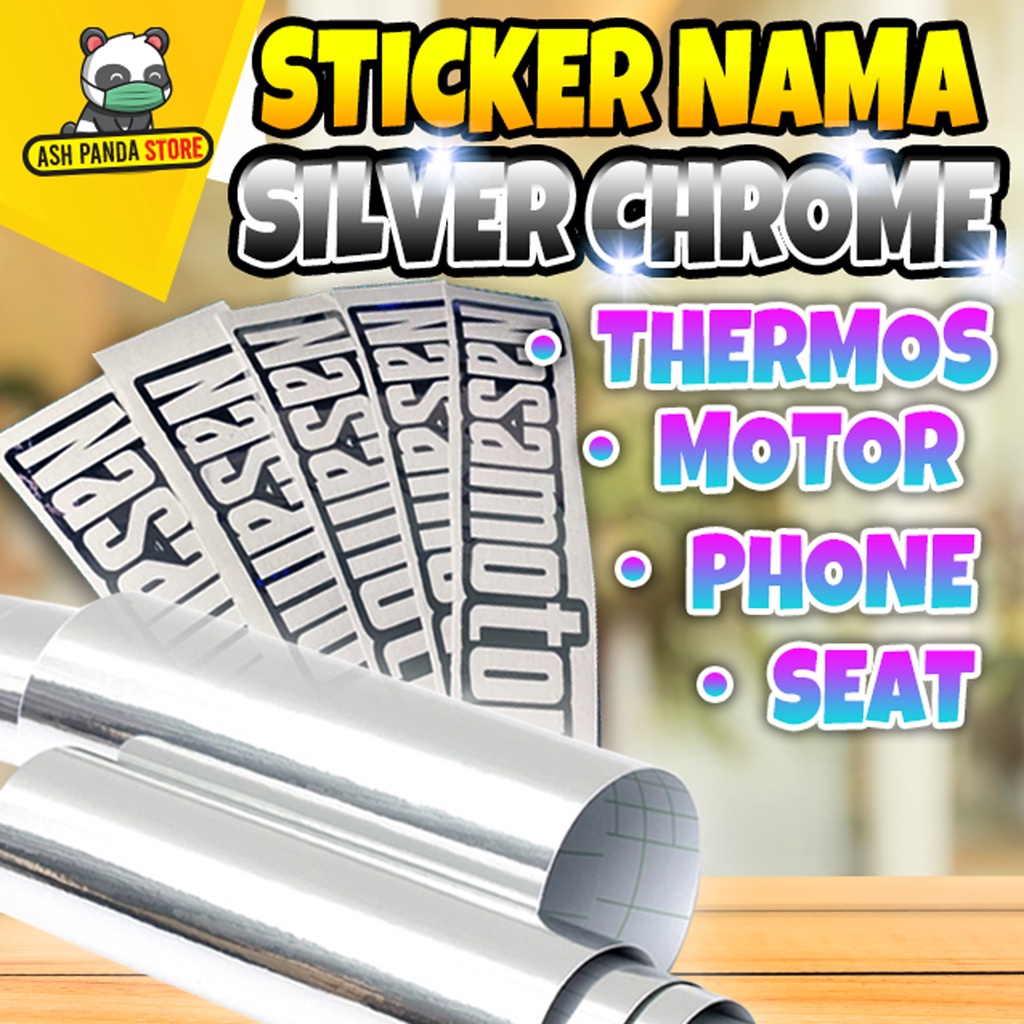 🔥PREMIUM STICKER CHROME CUSTOM NAMA / THERMOS / CASH PLANNER / KERETA ...