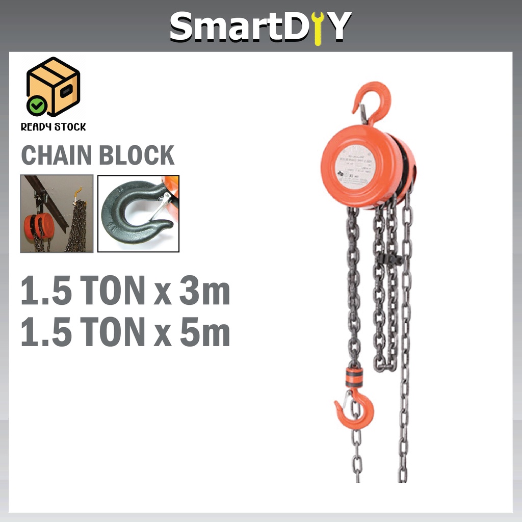 1.5 Ton X 3 Meter / 1.5Ton X 5 Meter Heavy Duty Manual Chain Block ...