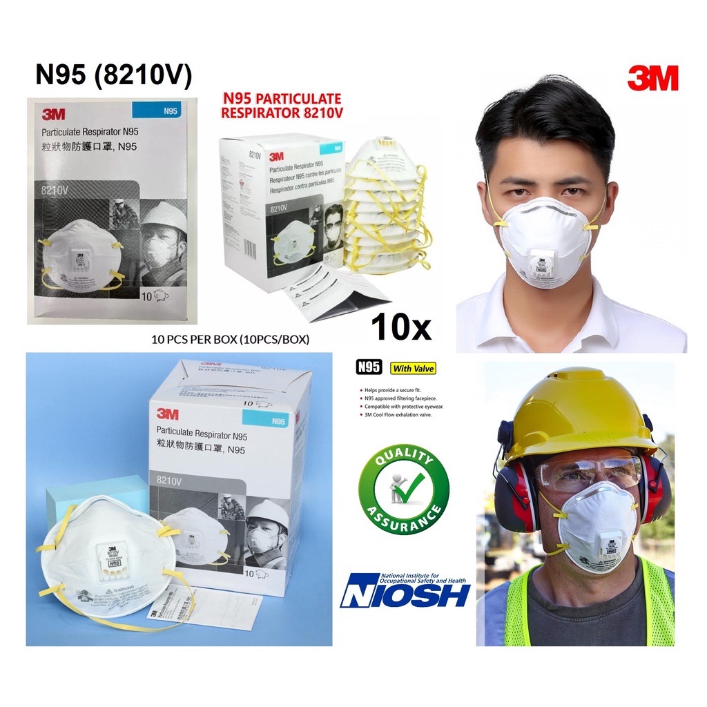 3M N95 Particulate Respirator with Valve 8210V (10pcs/box) | Shopee ...