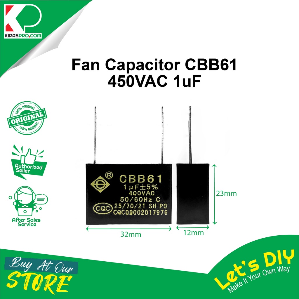 FAN CAPACITOR FOR DEKA/ELMARK/ALPHA/NSB CEILING FAN CBB61 400VAC 1UF