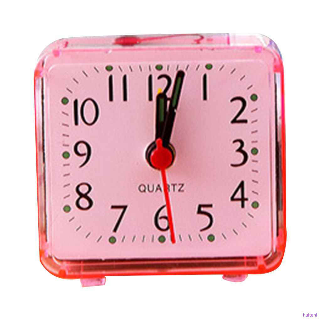 Square Small Bed Alarm Clock Transparent Case Compact Travel Clock Mini ...