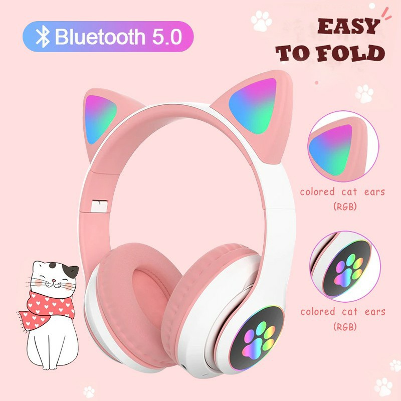 Cat Ear Design B39 Wireless Bluetooth LED headphone light wireless