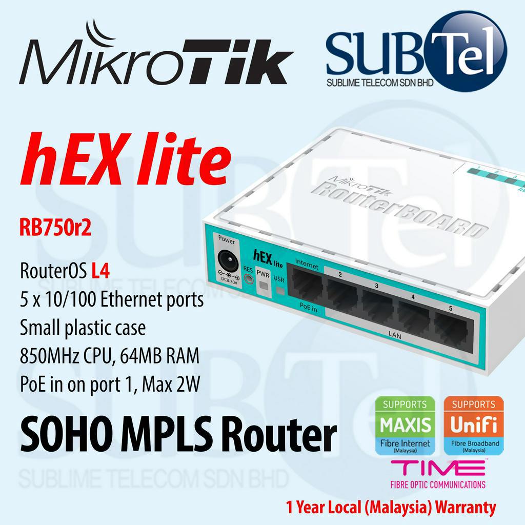Mikrotik hEX lite (RB750r2) SOHO MPLS Router 5 port VPN Firewall NAT ...