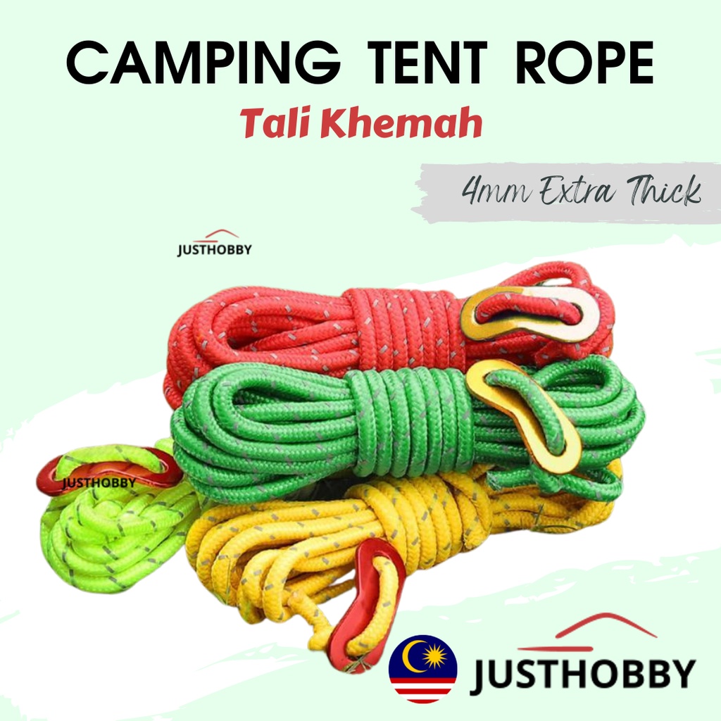 [🇲🇾 READYSTOCK] 4mm Tali Khemah Tali Flysheet Tent Rope Polyester Reflective Wind Rope Camping
